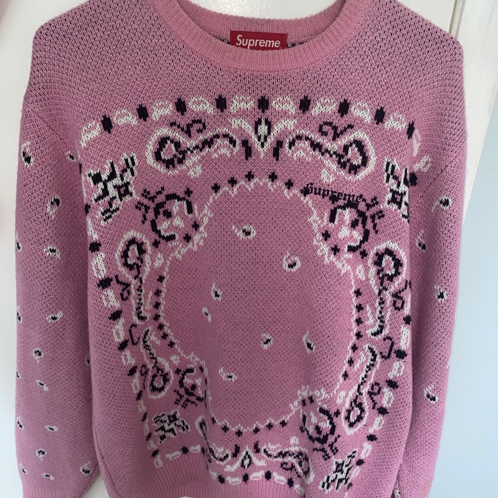 Supreme Pink Paisley Bandana Sweater Size Medium